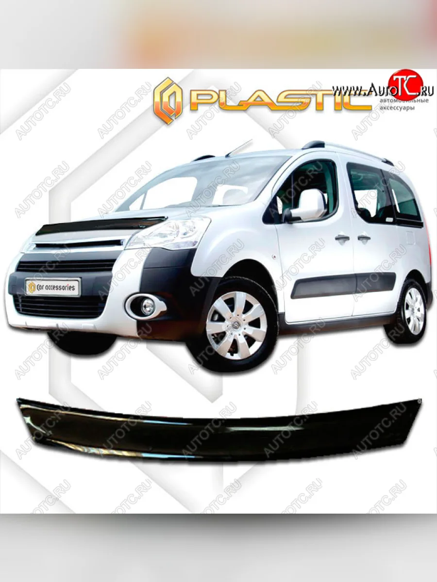Дефлектор капота CA-Plastic Peugeot Partner Tepee (2008-2012) (classic черный, без надписи)  в Самаре Самарской области