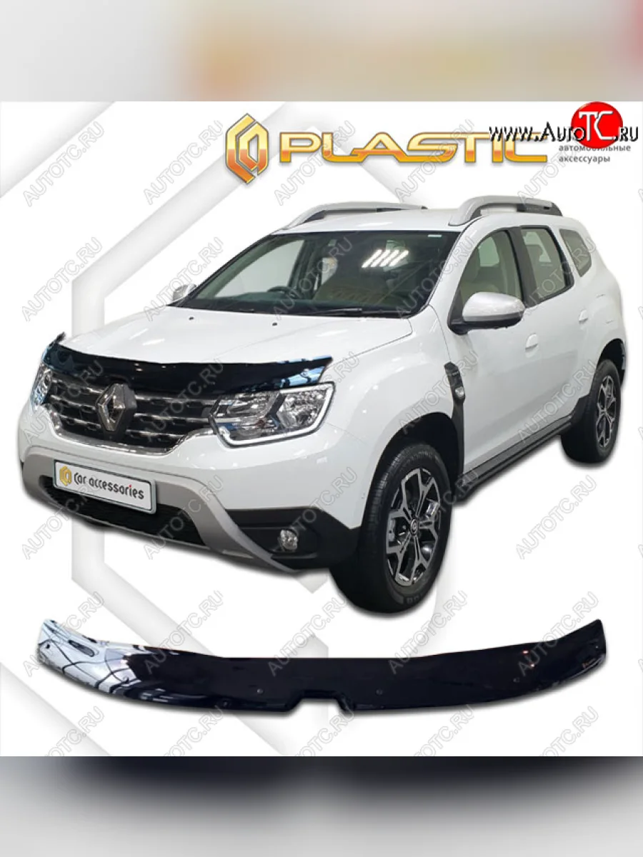 Дефлектор капота CA-Plastic Renault Duster HM рестайлинг (2021-2024) (classic черный, без надписи)  в Керчи Республика Крым