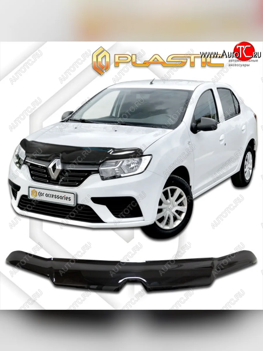 Дефлектор капота CA-Plastic Renault Logan 2 рестайлинг (2018-2025) (classic черный, без надписи)  в Керчи Республика Крым