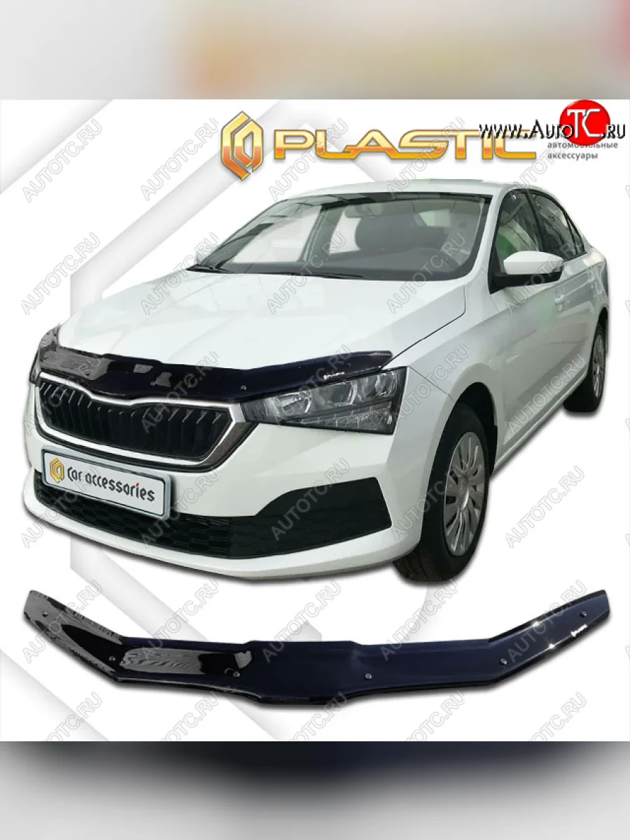 Дефлектор капота CA-Plastic Skoda Rapid MK2 хэтчбэк 5 дв. рестайлинг (2019-2024) (classic черный, без надписи)  в Керчи Республика Крым