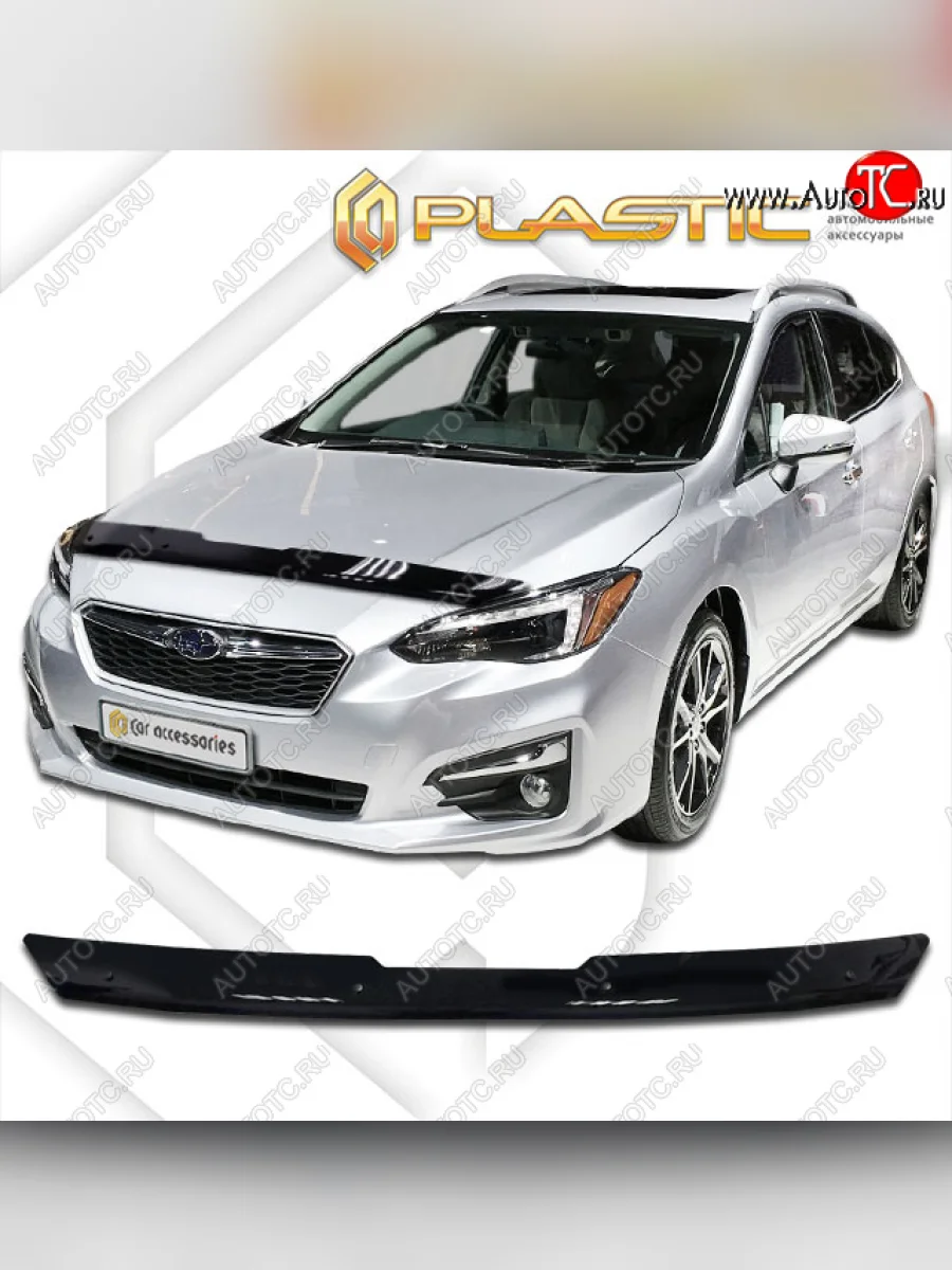 Дефлектор капота CA-Plastic Subaru Impreza GT хэтчбэк дорестайлинг (2016-2019) (classic черный, без надписи)  в Керчи Республика Крым