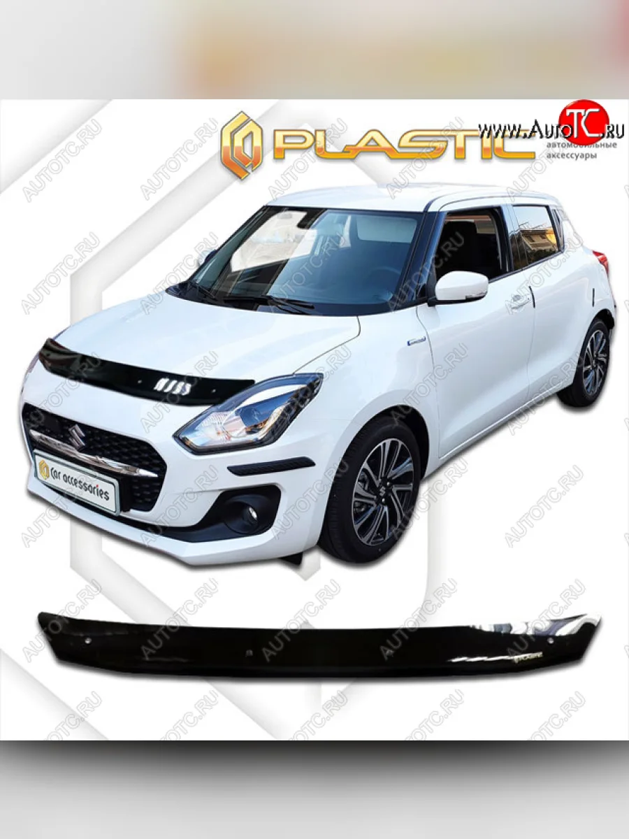 Дефлектор капота CA-Plastic Suzuki Swift ZC33S,ZC83S, ZC43S, ZC53S, ZD53S (2016-2025) (classic черный, без надписи)  в Перми Пермском крае