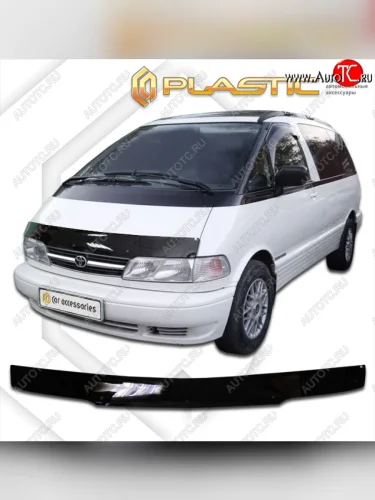 Дефлектор капота CA-Plastic (classic черный) Toyota Estima Emina XR10, XR20 минивэн дорестайлинг (1992-1994)