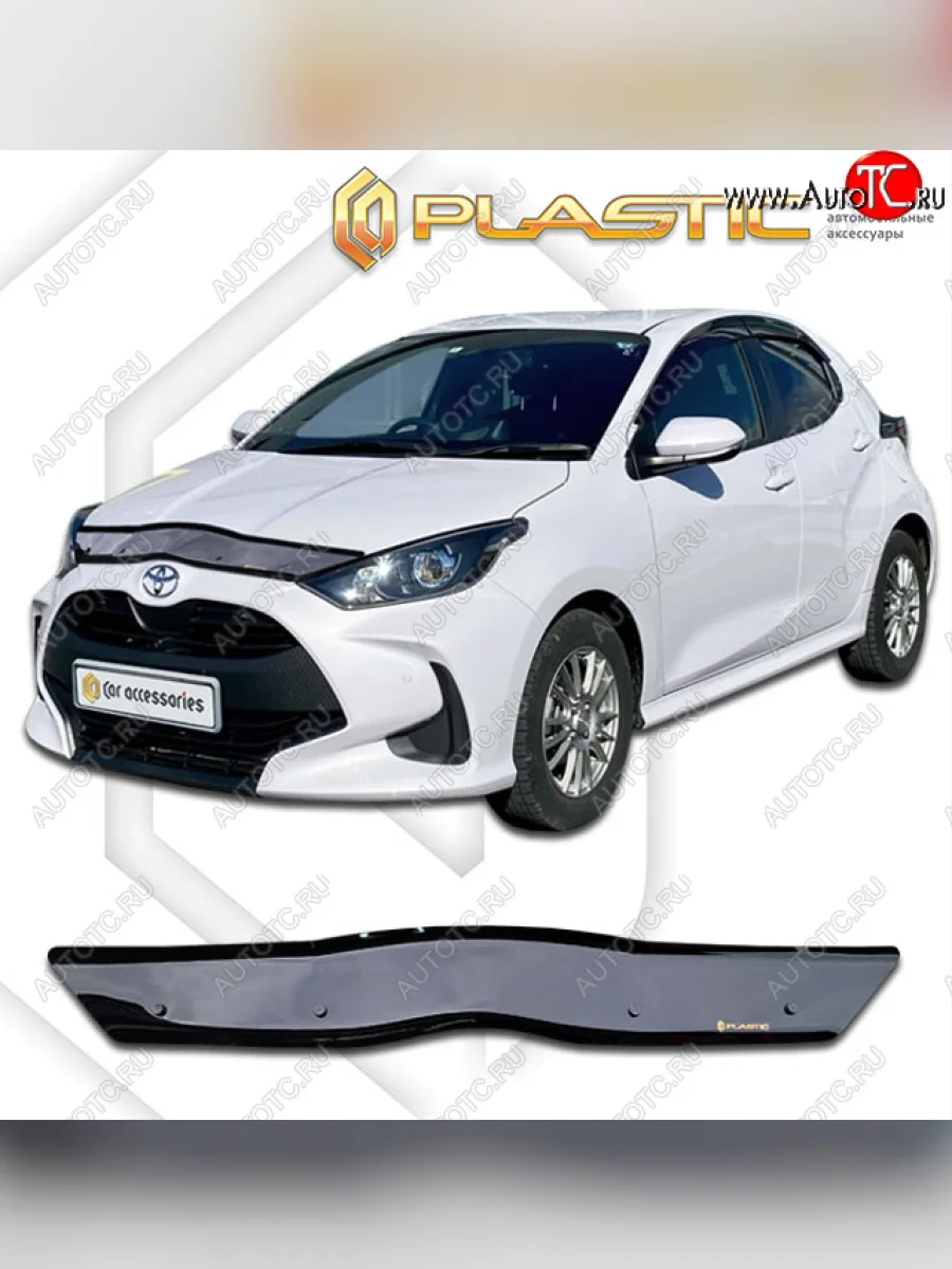 Дефлектор капота (Япония, Европа) CA-Plastic Toyota Yaris XP210 хэтчбэк 5 дв. дорестайлинг (2020-2025) (classic черный, без надписи)  в Самаре Самарской области
