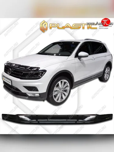 Дефлектор капота (без хром-пакета) CA-Plastic (classic черный) Volkswagen Tiguan Mk2 дорестайлинг (2016-2020)