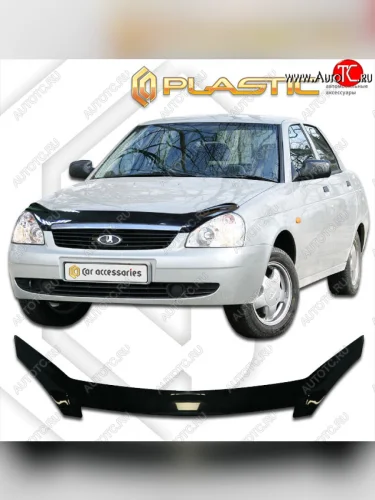 Дефлектор капота CA-Plastic (classic черный) Лада ВАЗ Приора 2170 седан дорестайлинг (2007-2014)