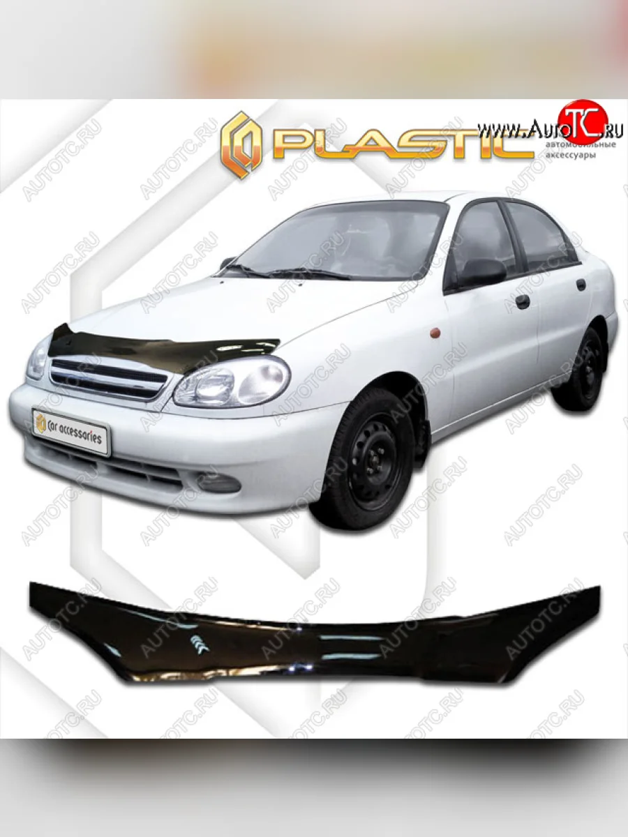 Дефлектор капота CA-Plastic ЗАЗ Sens хэтчбэк (2007-2017) (classic черный, без надписи)  в Перми Пермском крае