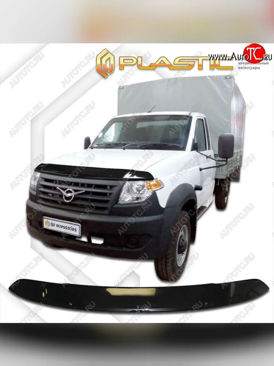 Дефлектор капота CA-Plastic Уаз Профи 23602 бортовой грузовик 2 дв. (2017-2025) (classic черный, без надписи)  в Керчи Республика Крым