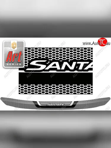Дефлектор капота CA-Plastic (серия ART белая) Hyundai Santa Fe TM рестайлинг (2020-2022)