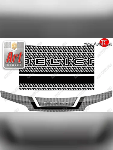 Дефлектор капота CA-Plastic (серия ART белая) Mitsubishi Delica 4 дорестайлинг (1994-1997)