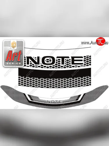 Дефлектор капота CA-Plastic (серия ART белая) Nissan Note 2 E12 дорестайлинг (2012-2016)