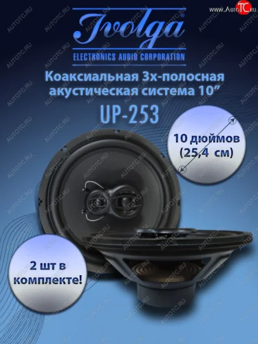 3-х полосная коаксиальная акустическая система (25,4 см/10″) Ivolga UP-253 KIA Stonic (2017-2025) 3-х полосная коаксиальная акустическая система (25,4 см/10″) Ivolga UP-253 KIA Stonic (2017-2025)