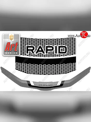 Дефлектор капот CA-Plastic (серия ART белая) Skoda Rapid MK2 хэтчбэк 5 дв. рестайлинг (2019-2024)