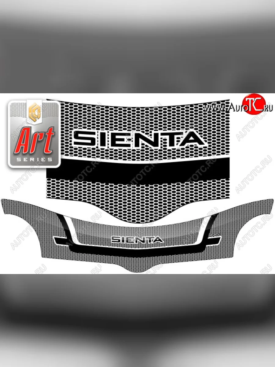 Дефлектор капота CA-Plastic Toyota Sienta NCP80 дорестайлинг (2003-2006) (серия ART белая)  в Самаре Самарской области