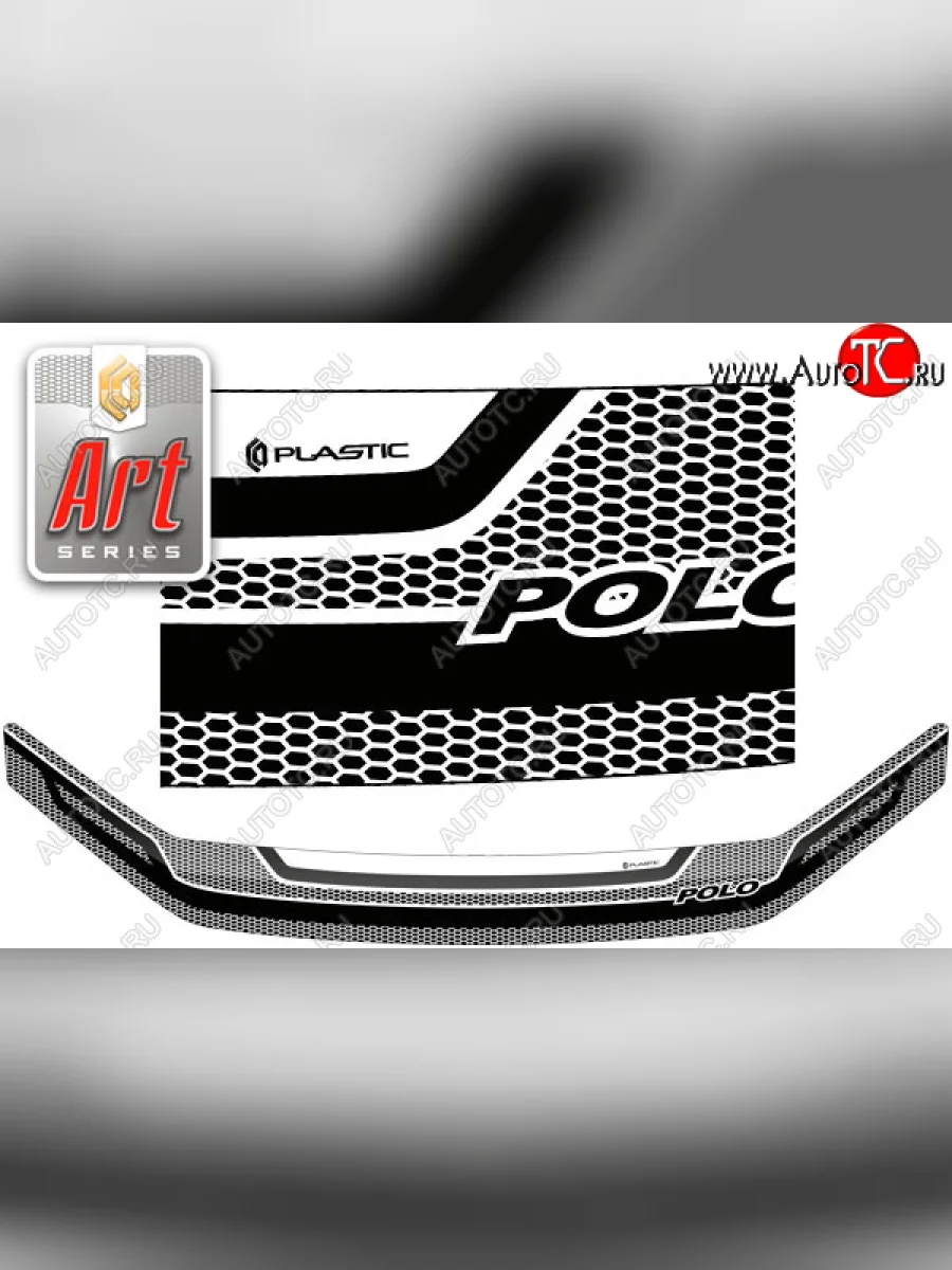 Дефлектор капота CA-Plastic Volkswagen Polo Mk5 6R,6C,61 седан рестайлинг (2015-2020) (серия ART белая)  в Самаре Самарской области