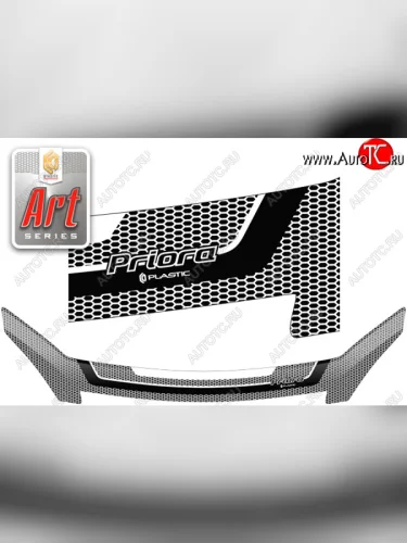 Дефлектор капота CA-Plastic (серия ART белая) Лада ВАЗ Приора 2171 универсал дорестайлинг  (2008-2014)
