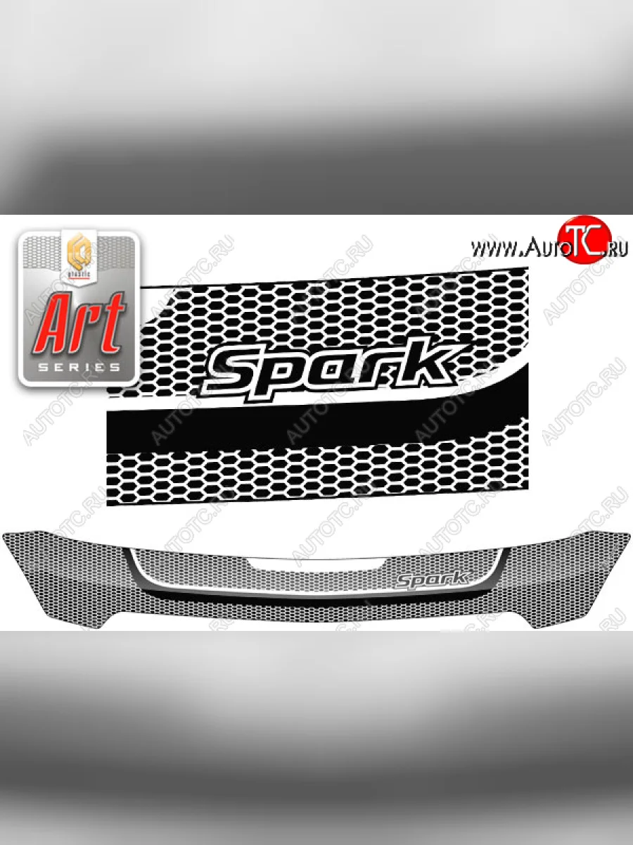 Дефлектор капота CA-Plastic Chevrolet Spark M300 дорестайлинг (2010-2015) (серия ART графит)  в Керчи Республика Крым