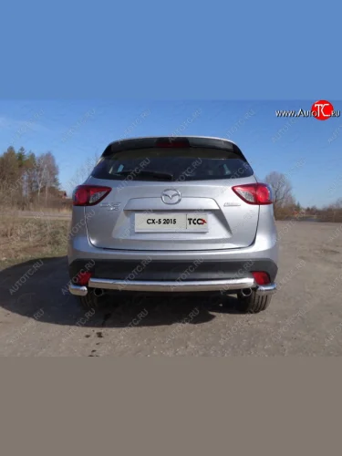 Защита заднего бампера (овальная длинная, d75х42 мм) TCC Mazda CX-5  KE (2015-2017) рестайлинг