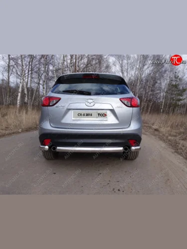 Защита заднего бампера (овальная короткая, d75х42 мм) TCC Mazda CX-5  KE (2015-2017) рестайлинг