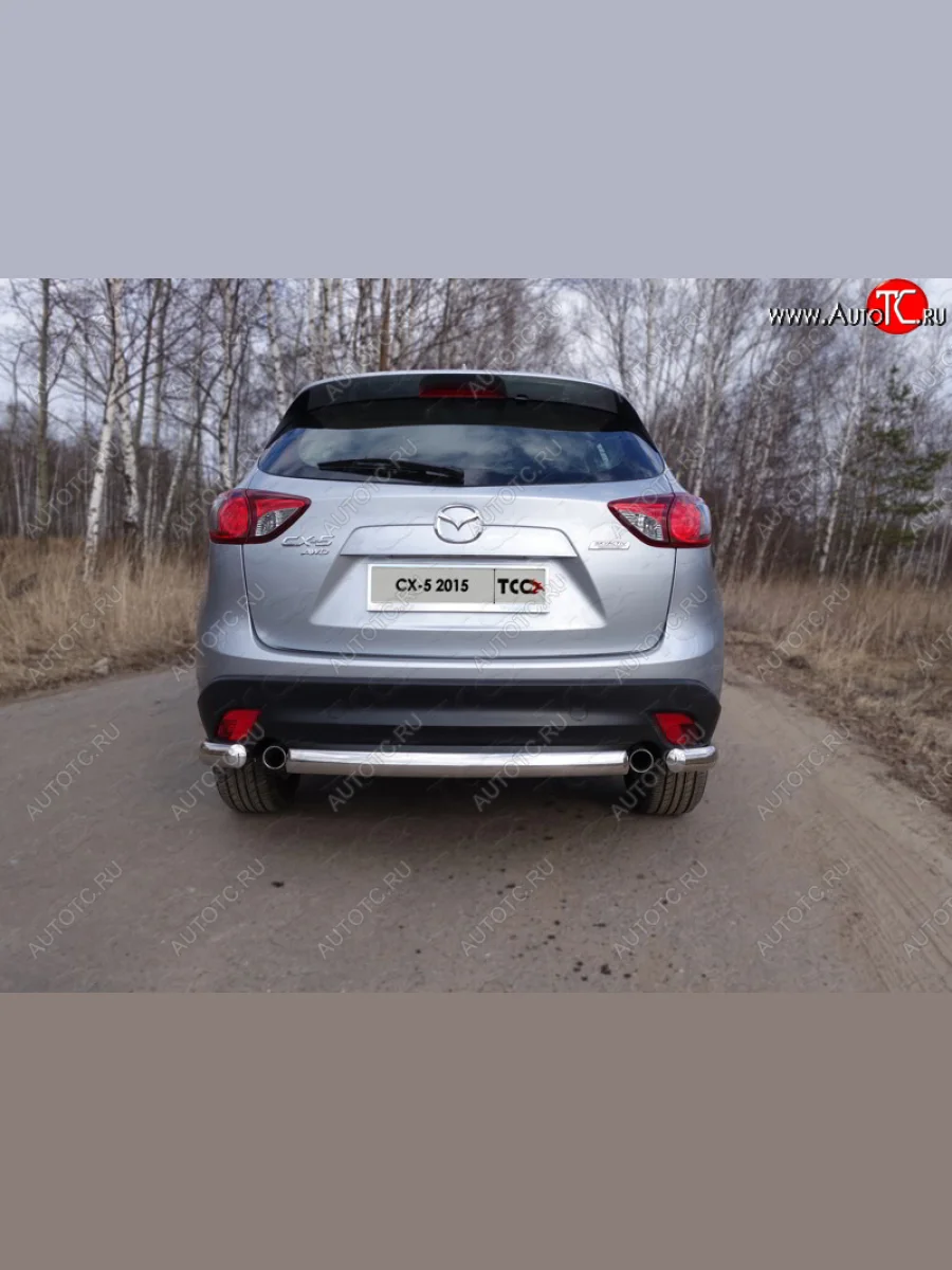 Защита заднего бампера (овальная короткая, d75х42 мм) TCC  Mazda CX-5 (2015-2017) KE  с доставкой в г. Керчь