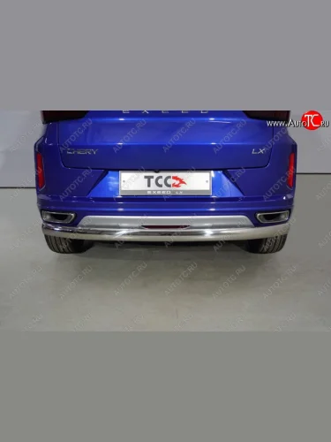 Защита заднего бампера (1.5L Turbo 2WD, овальная, d75х42 мм) TCC EXEED LX 1-ый рестайлинг (2021-2025)