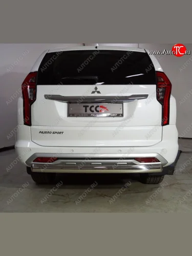 Защита заднего бампера (овальная, d75х42 мм) TCC Mitsubishi Pajero Sport  QF (2019-2022) рестайлинг