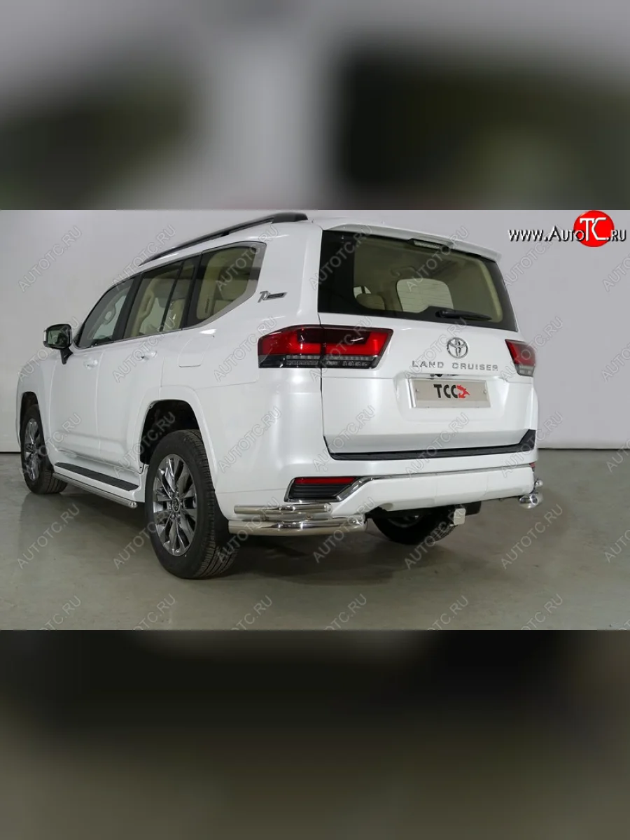 Защита заднего бампера (уголки двойные, d76.1/42.4 мм) TCC  Toyota Land Cruiser (2021-2025) J300  с доставкой в г. Керчь