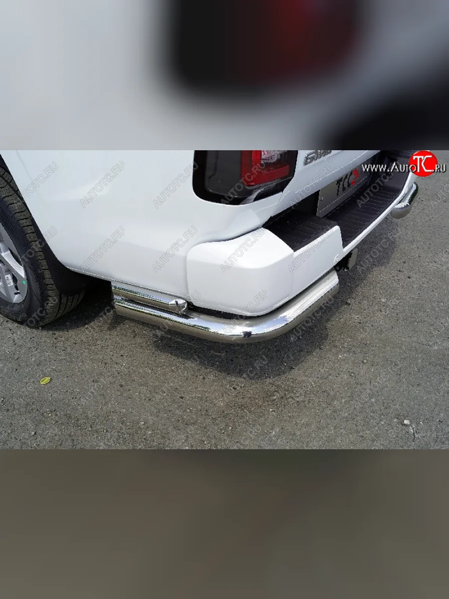 Защита заднего бампера (уголки двойные, d76.1/42.4 мм) TCC Great Wall Poer KingKong пикап (2021-2025)  с доставкой в г. Керчь