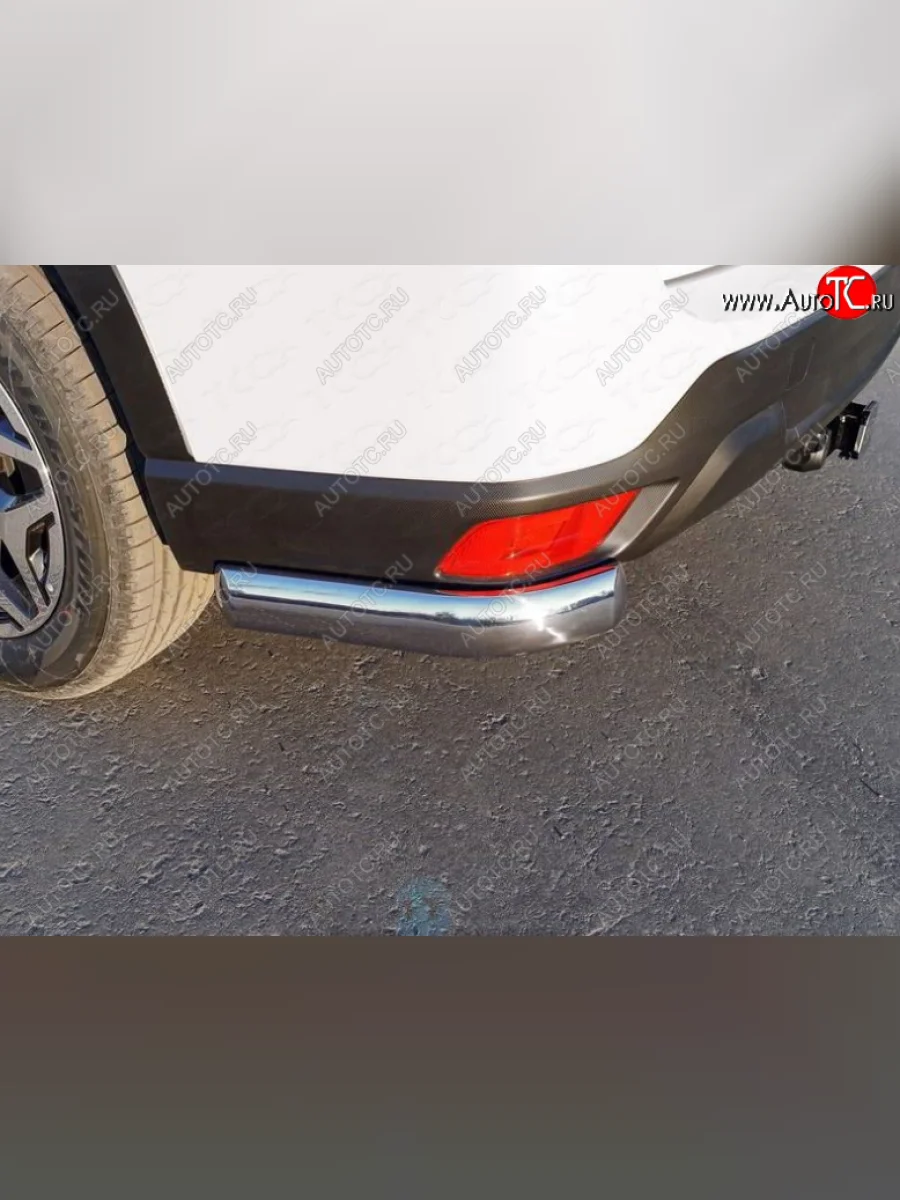 Защита заднего бампера (уголки овальные длинные, d75х42 мм) TCC  Subaru Forester (2018-2022) SK/S14  с доставкой в г. Керчь