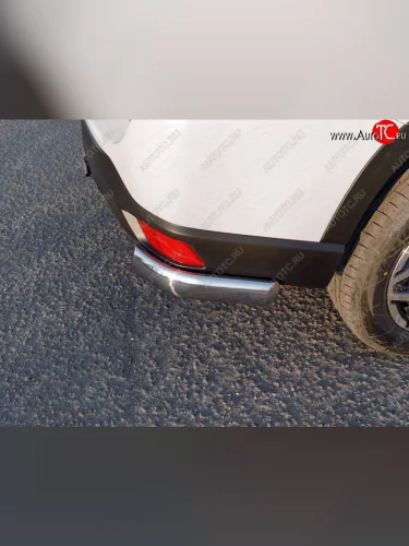 Защита заднего бампера (уголки овальные короткие, под брызговики, d75х42 мм) TCC Subaru Forester  SK/S14 (2018-2022) дорестайлинг, рестайлинг