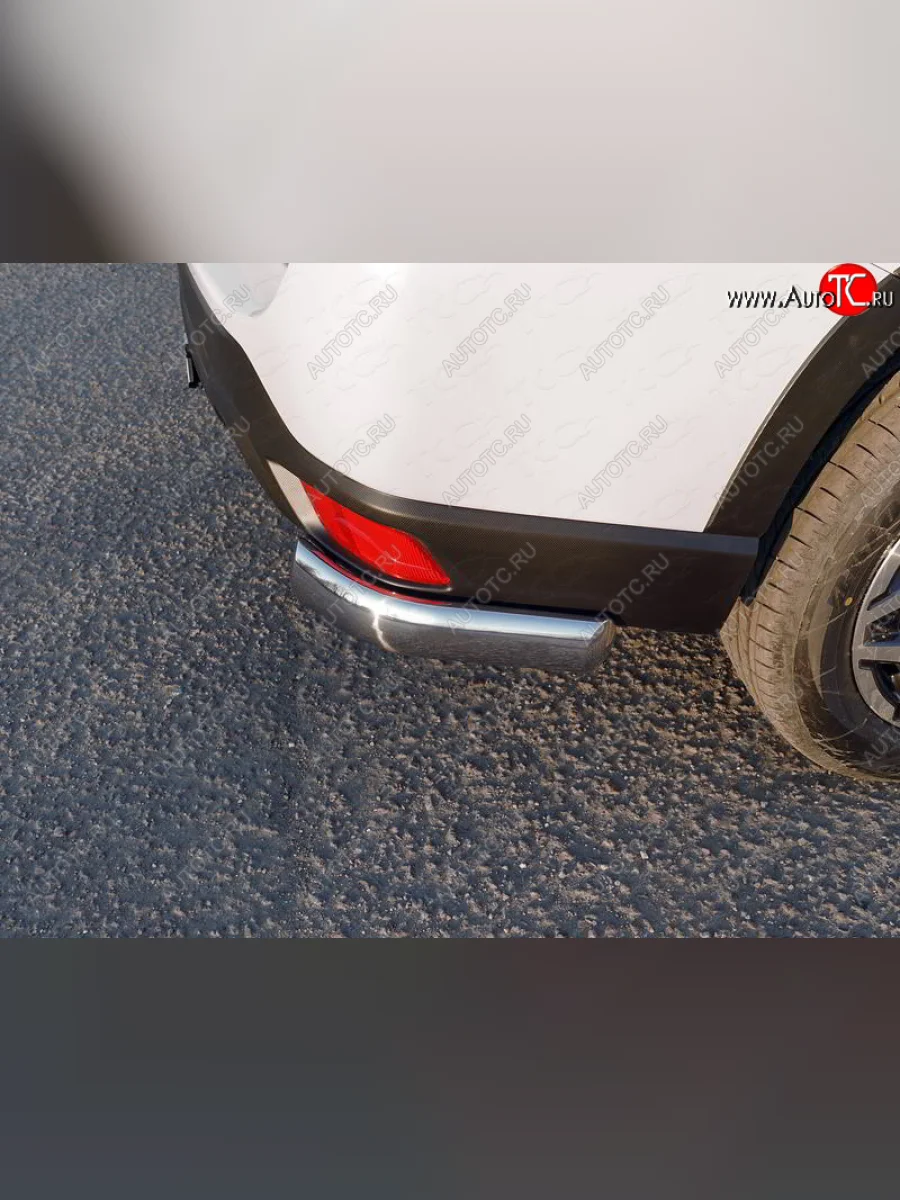 Защита заднего бампера (уголки овальные короткие, под брызговики, d75х42 мм) TCC Subaru Forester SK/S14 дорестайлинг (2018-2021)  в Самаре Самарской области