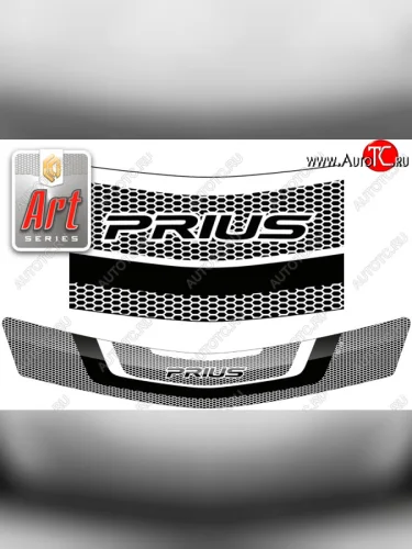 Дефлектор капота (правый руль) CA-Plastic (серия ART графит) Toyota Prius XW20 дорестайлинг (2003-2005)