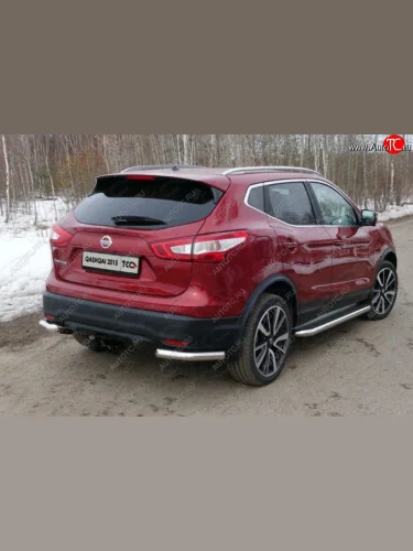 Защита заднего бампера (сборка Санкт-Петербург, уголки под фаркоп, d60,3 мм) TCC Nissan Qashqai 2 J11 дорестайлинг (2013-2019)