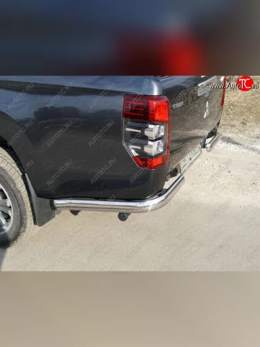 Защита заднего бампера (на автомобиль без бампера, уголки овальные, d75х42 мм) TCC Mitsubishi L200 5 KK,KL рестайлинг (2018-2022)