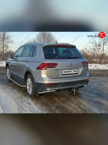 Защита заднего бампера (уголки, d42,4 мм) TCC Volkswagen Tiguan  Mk2 (2016-2020) дорестайлинг