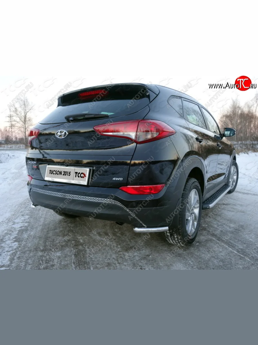 Защита заднего бампера (уголки, d42,4 мм) TCC Hyundai Tucson TL дорестайлинг (2015-2018)  В Кинешме Ивановской области