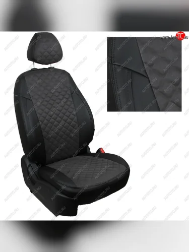 Чехлы сидений (экокожа/алькантара) Автопилот Ромб (черный/темно-серый) Haval Dargo (2022-2025)