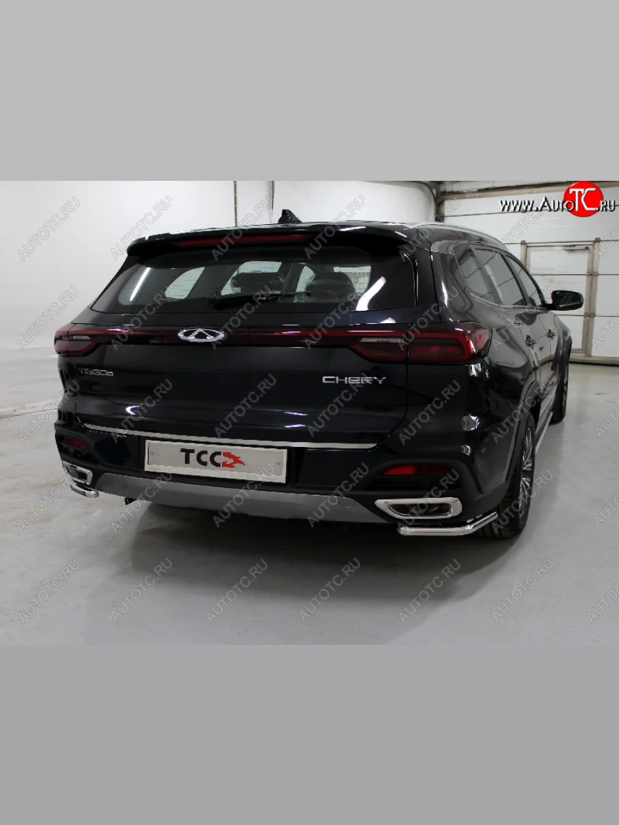 Защита заднего бампера (уголки, d42,4 мм) TCC Chery Tiggo 8 1 T18 рестайлинг (2019-2023)  с доставкой в г. Керчь