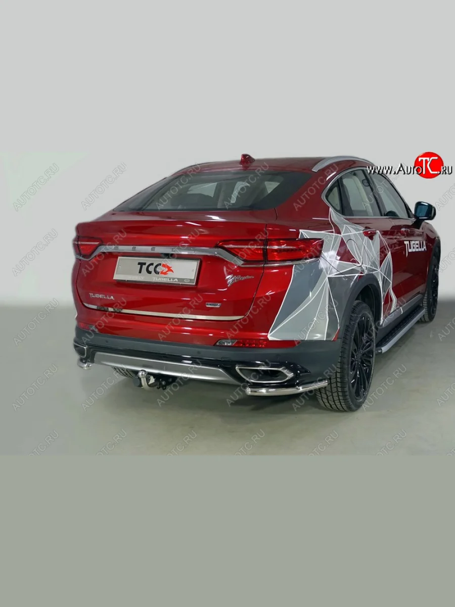 Защита заднего бампера (уголки, d42,4 мм) TCC Geely Tugella FY11,HPBA4 дорестайлинг (2019-2023)  в Самаре Самарской области