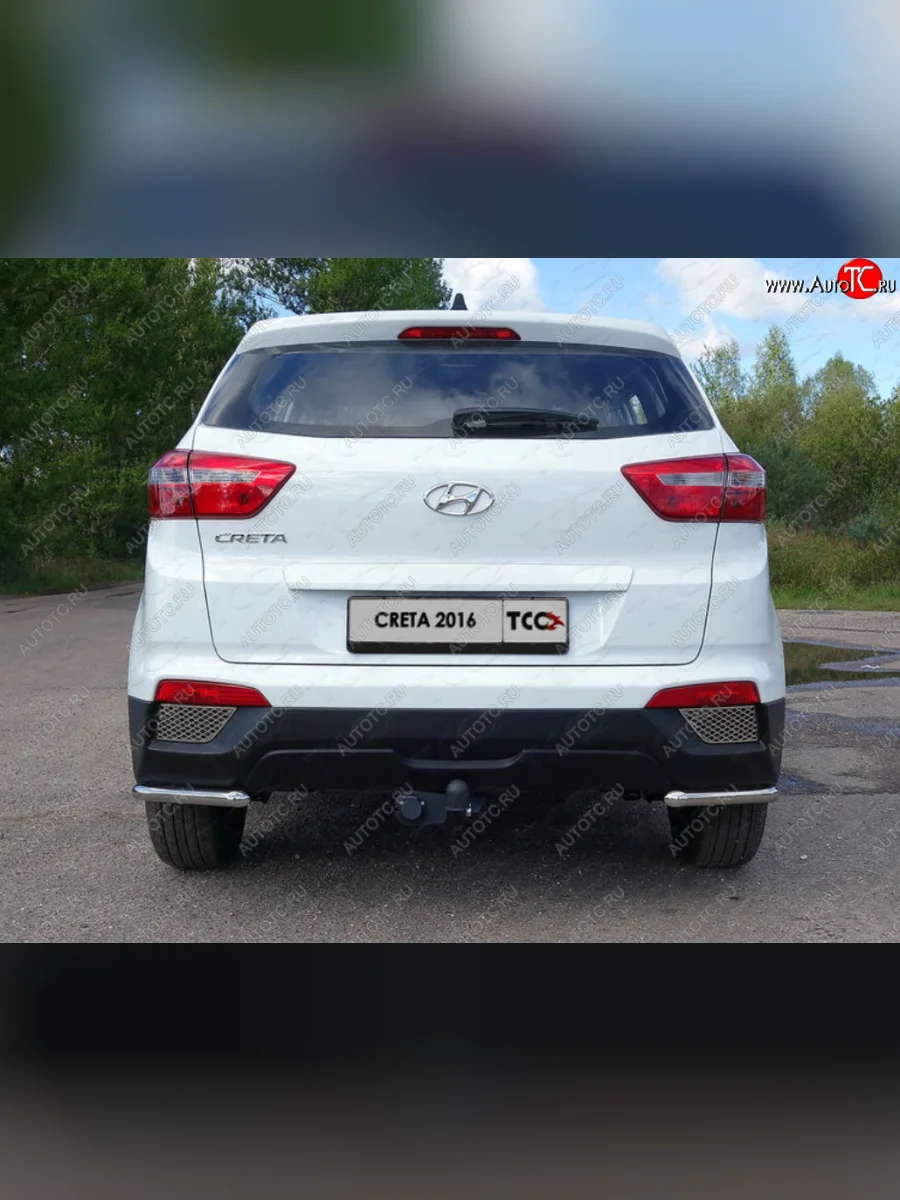 Защита заднего бампера (уголки, d42,4 мм) TCC  Hyundai Creta (2015-2021) GS  с доставкой в г. Керчь