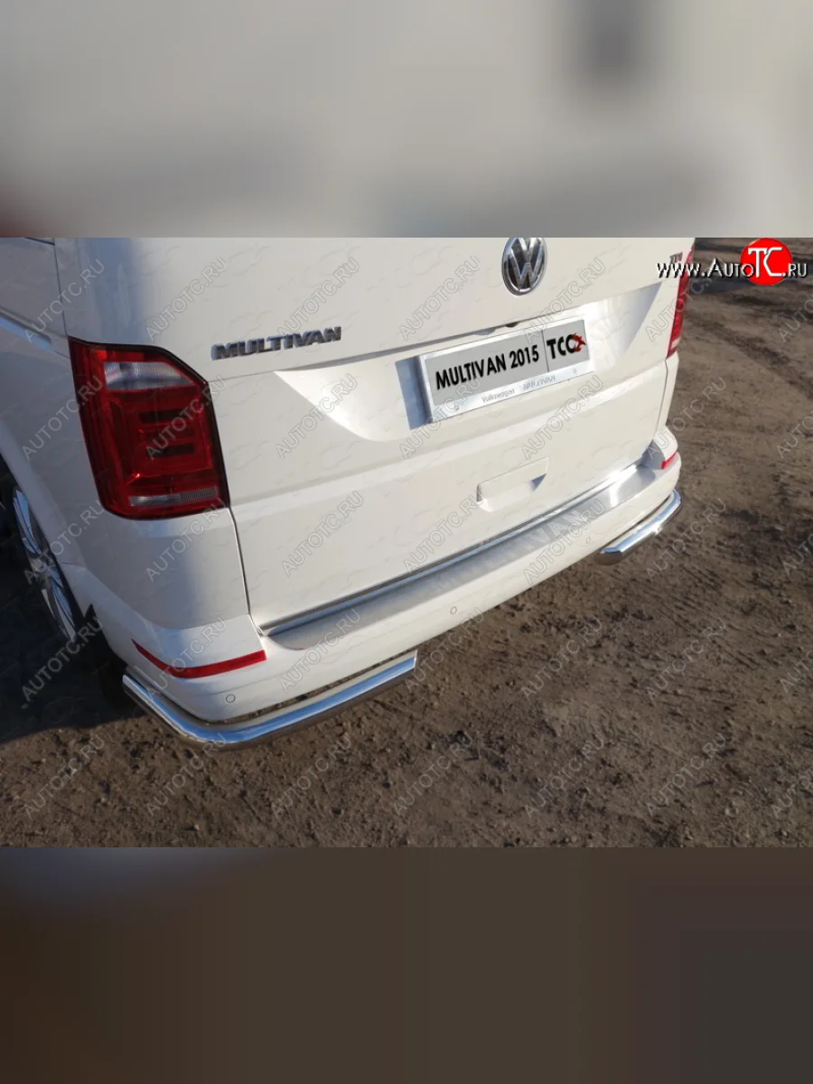 Защита заднего бампера (уголки, d60,3 мм) TCC  Volkswagen Multivan (2016-2019) T6  с доставкой в г. Керчь