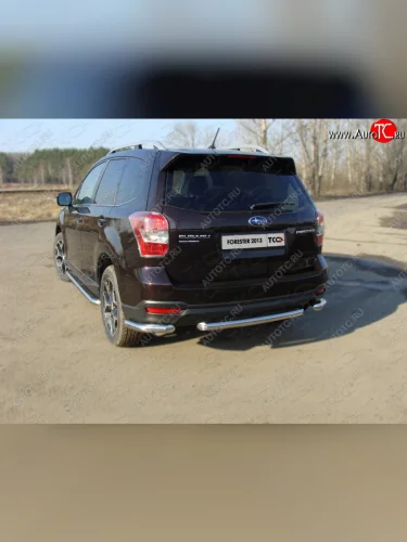 Защита заднего бампера (уголки, d60,3 мм) TCC Subaru Forester  SJ (2012-2016) дорестайлинг