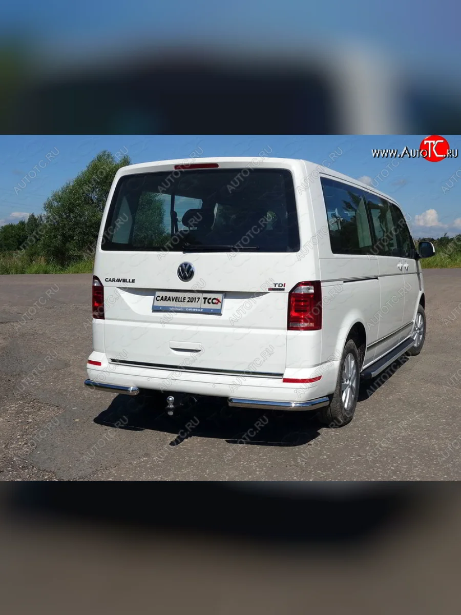 Защита заднего бампера (уголки, d60,3 мм) TCC Volkswagen Caravelle T6 дорестайлинг (2015-2019)  в Перми Пермском крае
