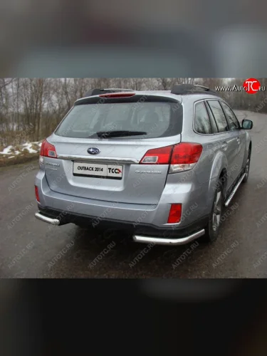 Защита заднего бампера (уголки, d60,3 мм) TCC Subaru Outback  BR, (2012-2015) B14)  рестайлинг универсал
