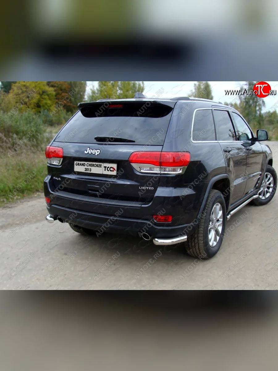 Защита заднего бампера (уголки, d60,3 мм) TCC  Jeep Grand Cherokee (2013-2018) WK2  с доставкой в г. Керчь