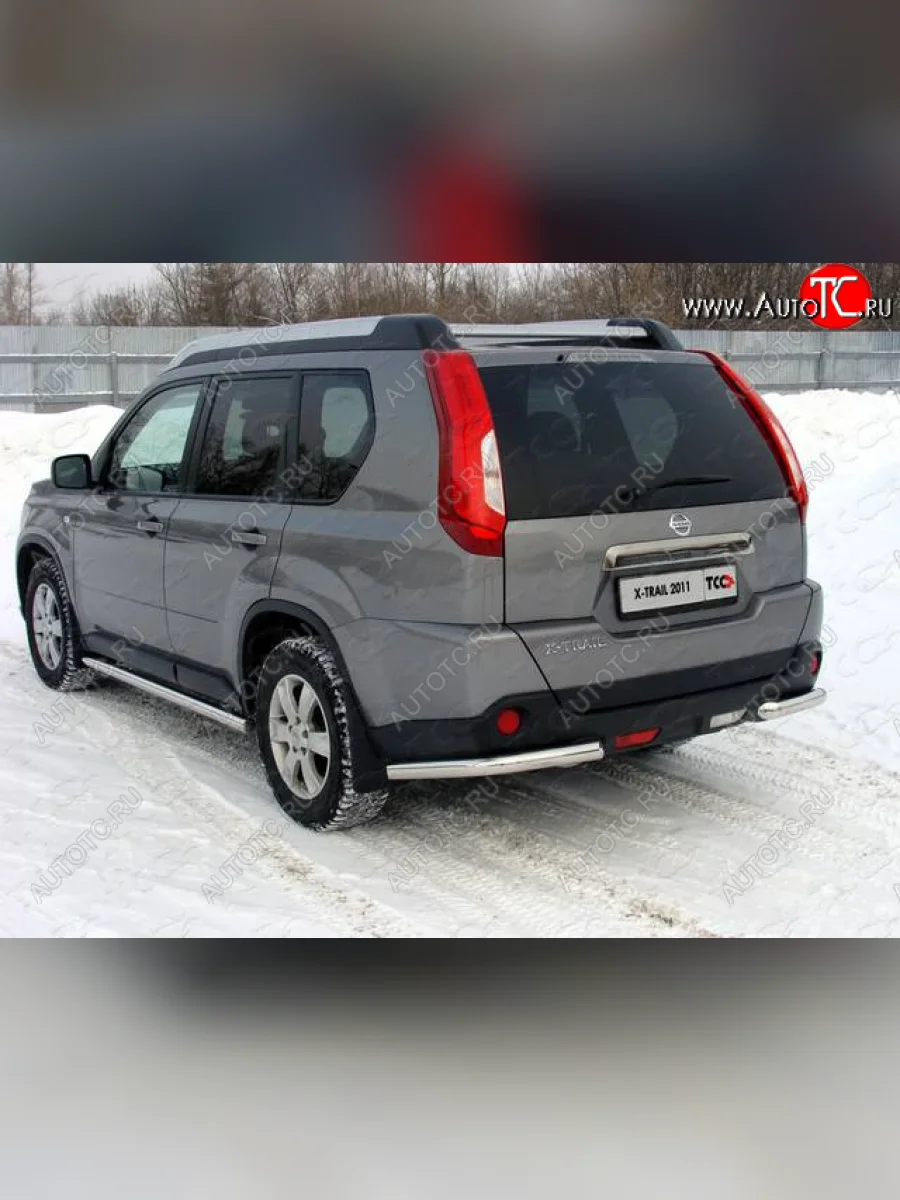 Защита заднего бампера (уголки, d60,3 мм) TCC  Nissan X-trail (2010-2015) 2 T31  с доставкой в г. Керчь