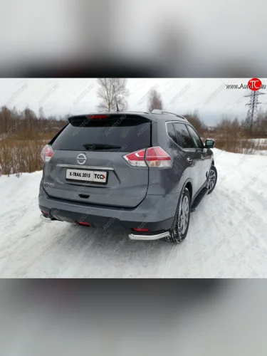 Защита заднего бампера (уголки, d60,3 мм) TCC Nissan X-trail  3 T32 (2013-2018) дорестайлинг
