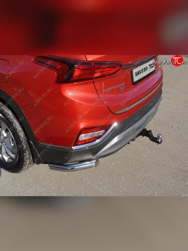 Защита заднего бампера (уголки, d60,3 мм) TCC Hyundai Santa Fe  TM (2018-2021) дорестайлинг