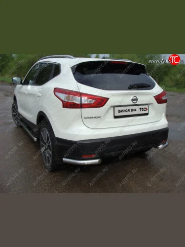 Защита заднего бампера (уголки, d60,3 мм) TCC Nissan Qashqai  2 (2013-2019) J11 дорестайлинг