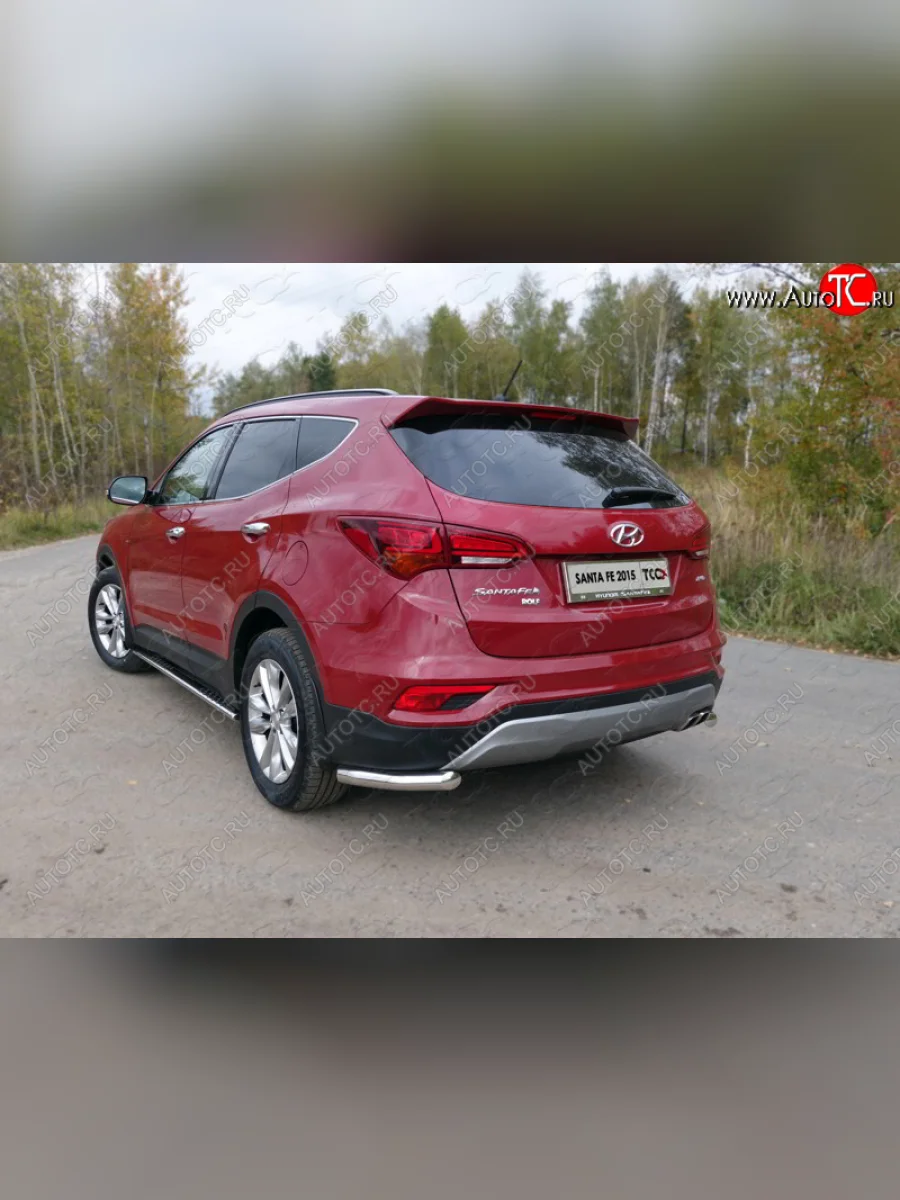Защита заднего бампера (Premium, уголки, d60,3 мм) TCC  Hyundai Santa Fe (2015-2019) DM  в Самаре Самарской области